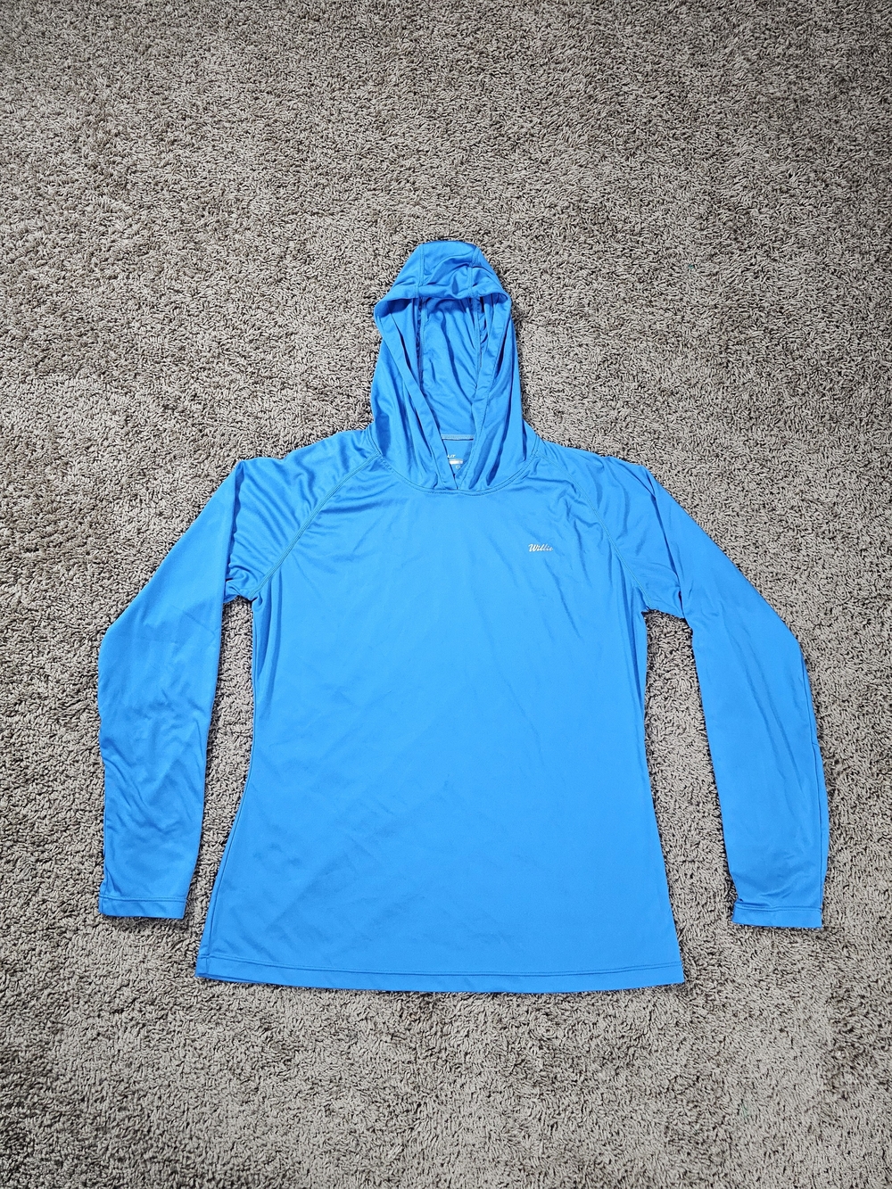 Men's Willit Hooded Long Sleeve Shirt UPF 50+ Sun Protection Size Large Blue